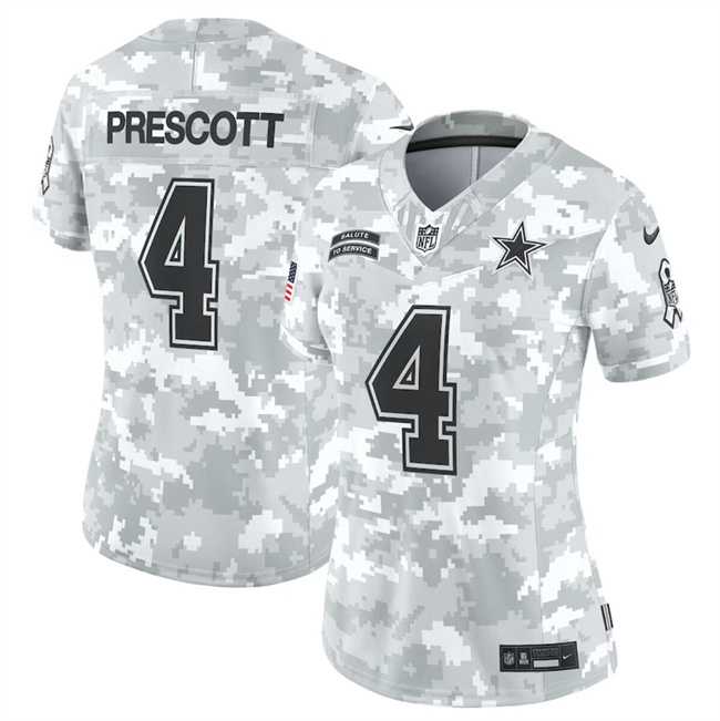 Women%27s Dallas Cowboys #4 Dak Prescott 2024 F.U.S.E Arctic Camo Salute To Service Limited Stitched Jersey Dzhi->cleveland browns->NFL Jersey